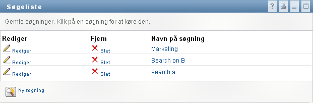 Gemte søgninger vises som standard