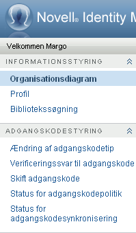 Menuen med handlinger til Selvbetjening af identitetsinformation