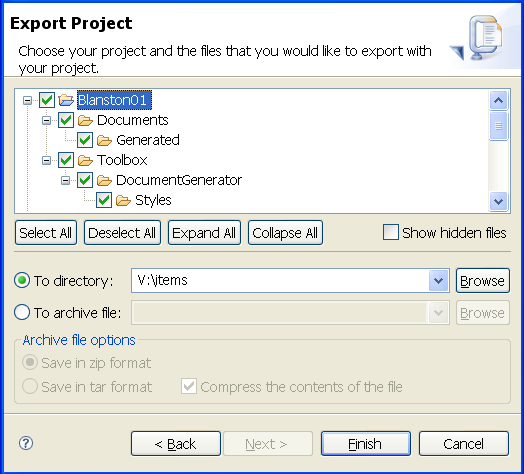 Export all the project’s pieces for it to work