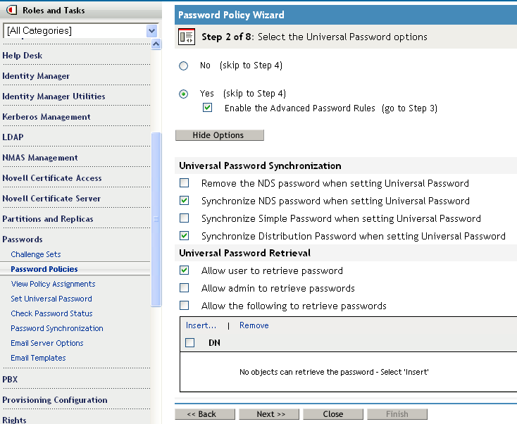 Password Policy settings for Scenario 3