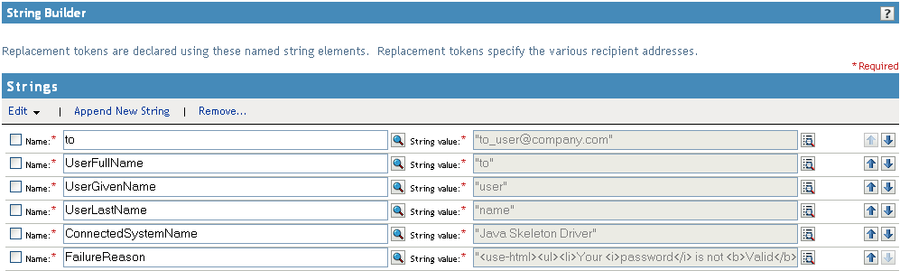 Send email template Named String Builder