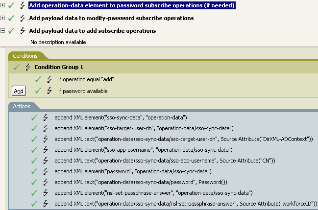 The policy finds the SecureLogin or SecretStore application username
