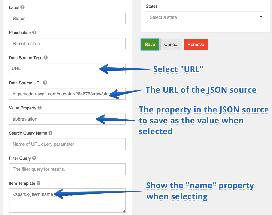 Select URL JSON Source