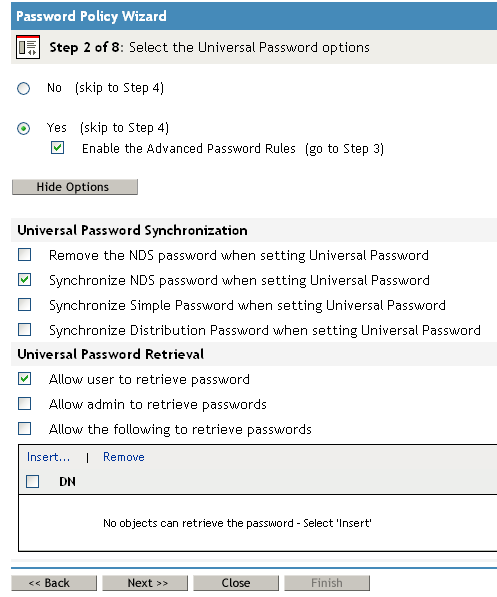 Password Policy settings for Scenario 3