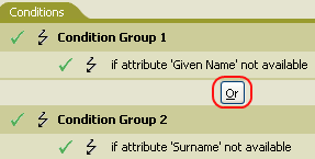 Change the condition group by clicking And/Or