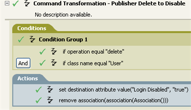 Policy to transform a delete to disable