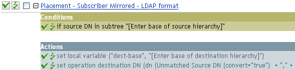 Placement - subscriber mirrored - LDAP format
