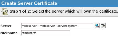 Creating a server certificate with a nickname