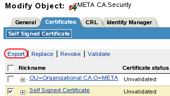Exporting a self-signed certificate