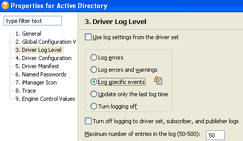 Setting the driver log level