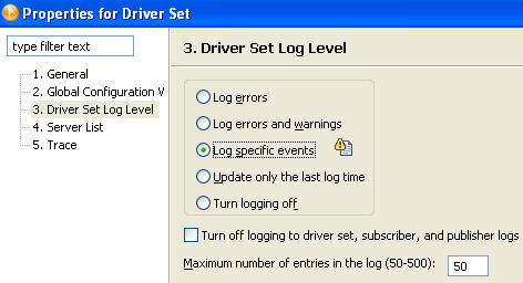 Setting the driver set log level