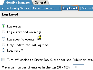 Driver set log levels