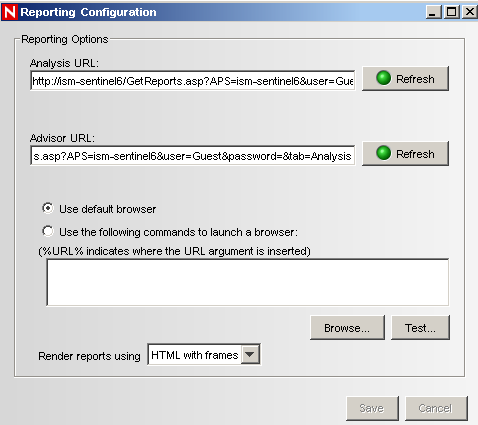 Specifying the location of the Crystal Enterprise server