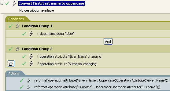 Policy to convert first/last name to uppercase
