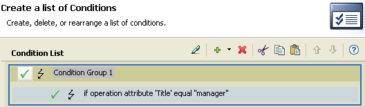 Condition is if the operation attribute of Title equals manager