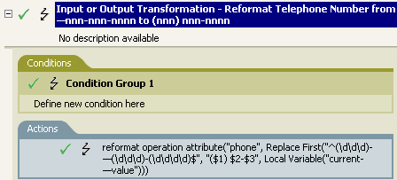 Input or Output Transformation - Reformat Telephone Number from nnn-nnn-nnnn to (nnn) nnn-nnnn