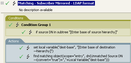 Matching - Subscriber Mirrored - LDAP format