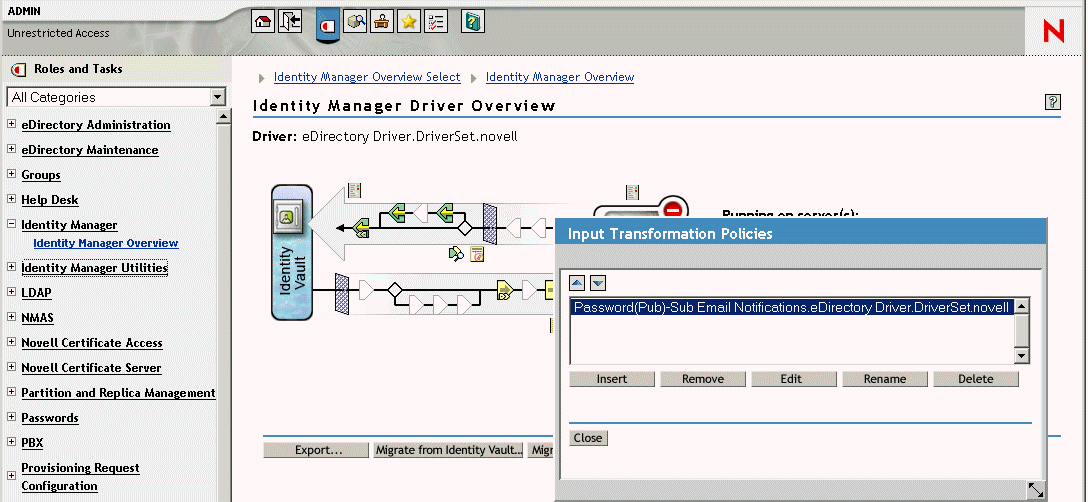 In the graphical view of the driver configuration, clicking a policy set gives you this popup so you can edit a policy