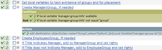 Policy for creating manager group