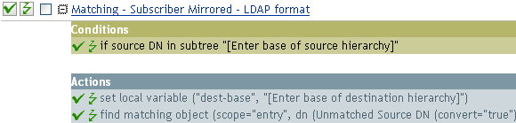 Matching - subscriber mirrored - LDAP format