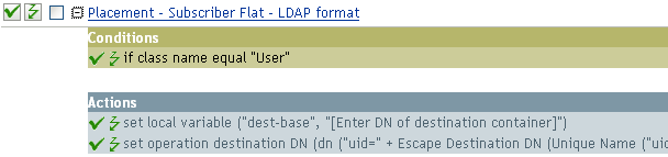 Placement - subscriber flat - LDAP format