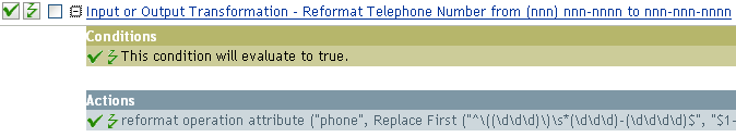 Policy to reformat telephone number