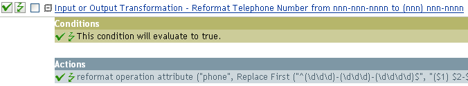 Input or Output Transformation - reformat telephone number from nnn-nnn-nnnn to (nnn) nnn-nnnn