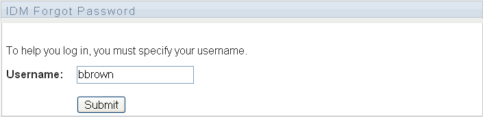 The IDM Forgot Password screen.