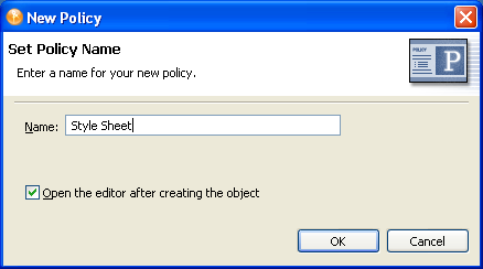 Open Editor after creating policy check box