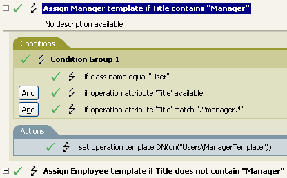 Policy to assign manager template if Title contains Manager