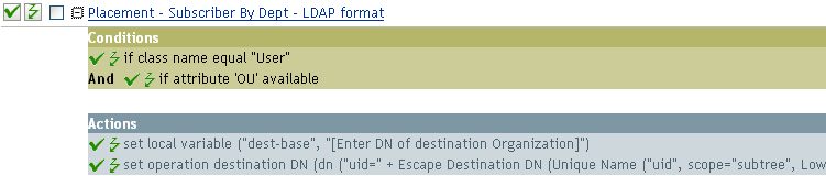 Placement - subscriber by dept - LDAP format