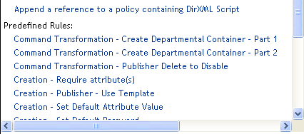 Predefined rules
