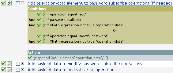 Policy checks each add operation to see if there is operation data associated with the add operation