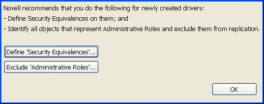 Setting security equivalences and excluding administrative roles