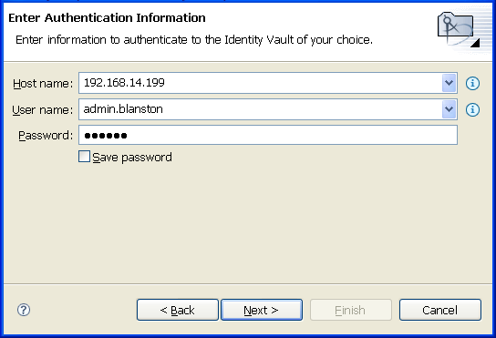 Enter the authentication information