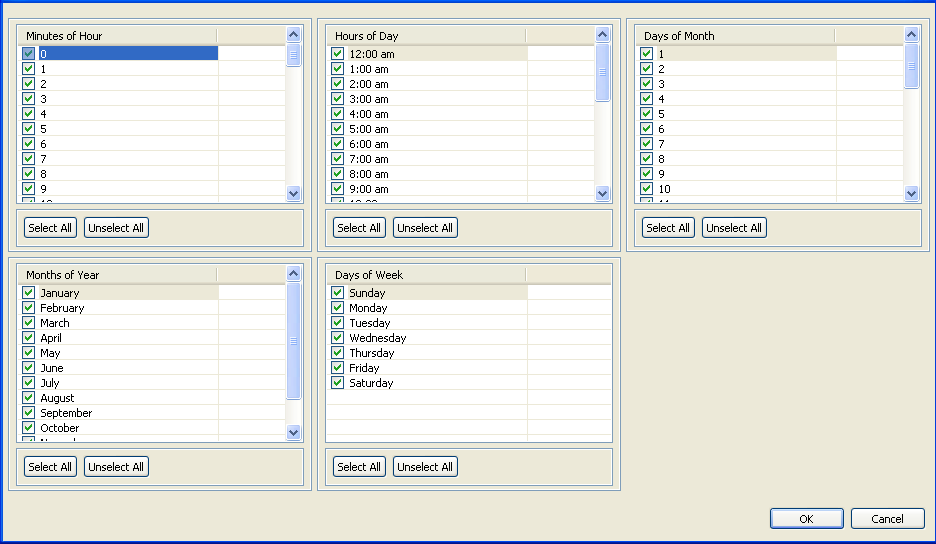 The Advanced Crontab Criteria page