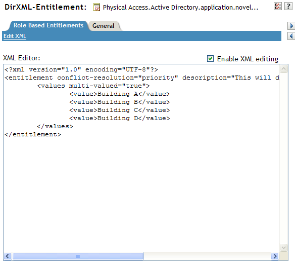Creating the entitlement in XML