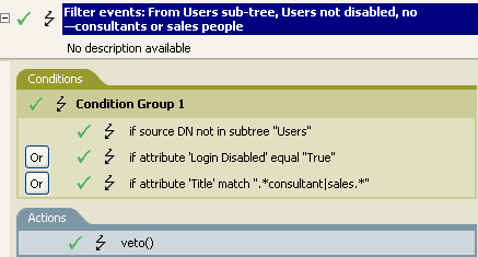Policy to filter events
