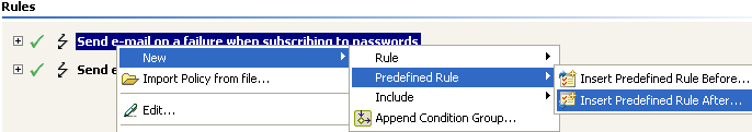 Predefined rules