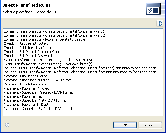 Predefined Rules dialog box