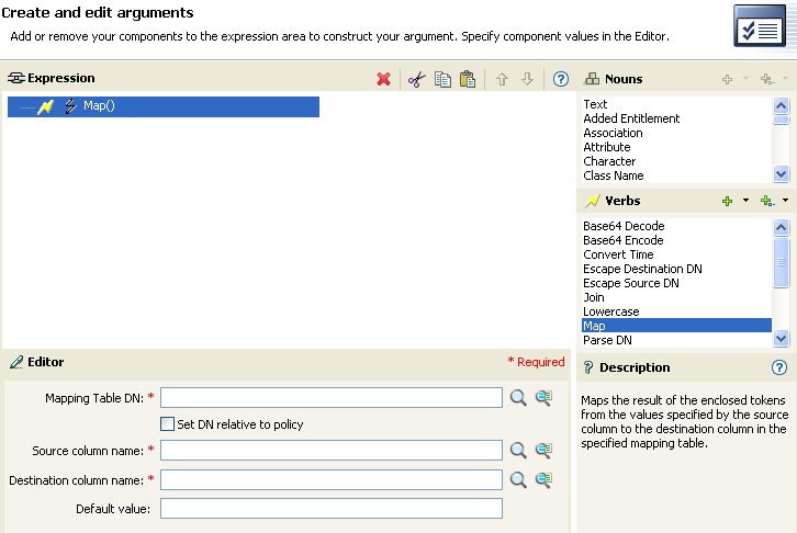 Map verb in the Argument Builder
