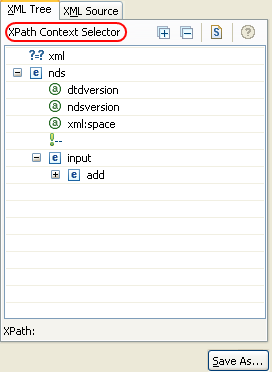 XPath Context Selector view