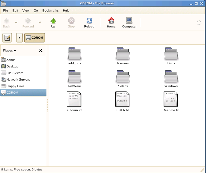 Novell Audit ISO mounted