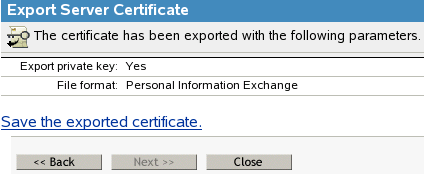 Save the exported certificate