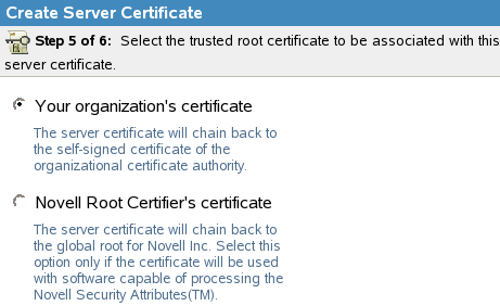 Selecting Your organization’s certificate