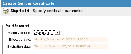 Setting the validity period to maximum