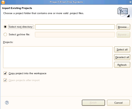 Selecting to use the root directory instead of an archive file