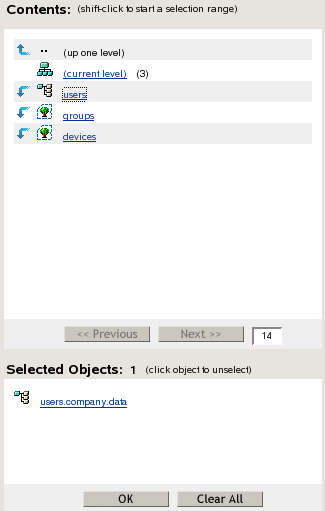 Selecting the users.company.data container