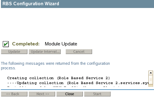 RBS Configuration Wizard completed message