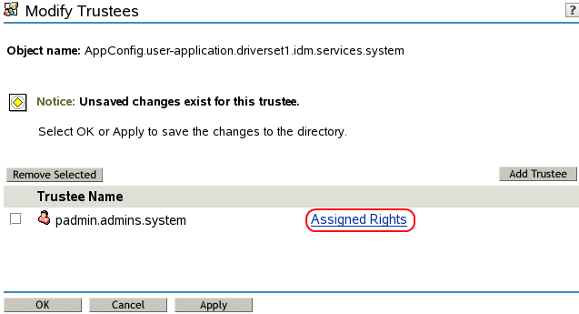 Selecting Assigned Rights